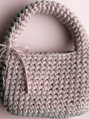 Hand Crafted Blush Pink Crochet Shoulder Bag